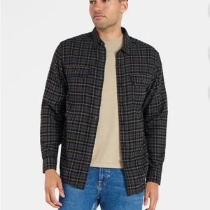 NWT George Casual Double Pocket Plaid Flannel Shirt in Green, Black & Tan Sz XL
